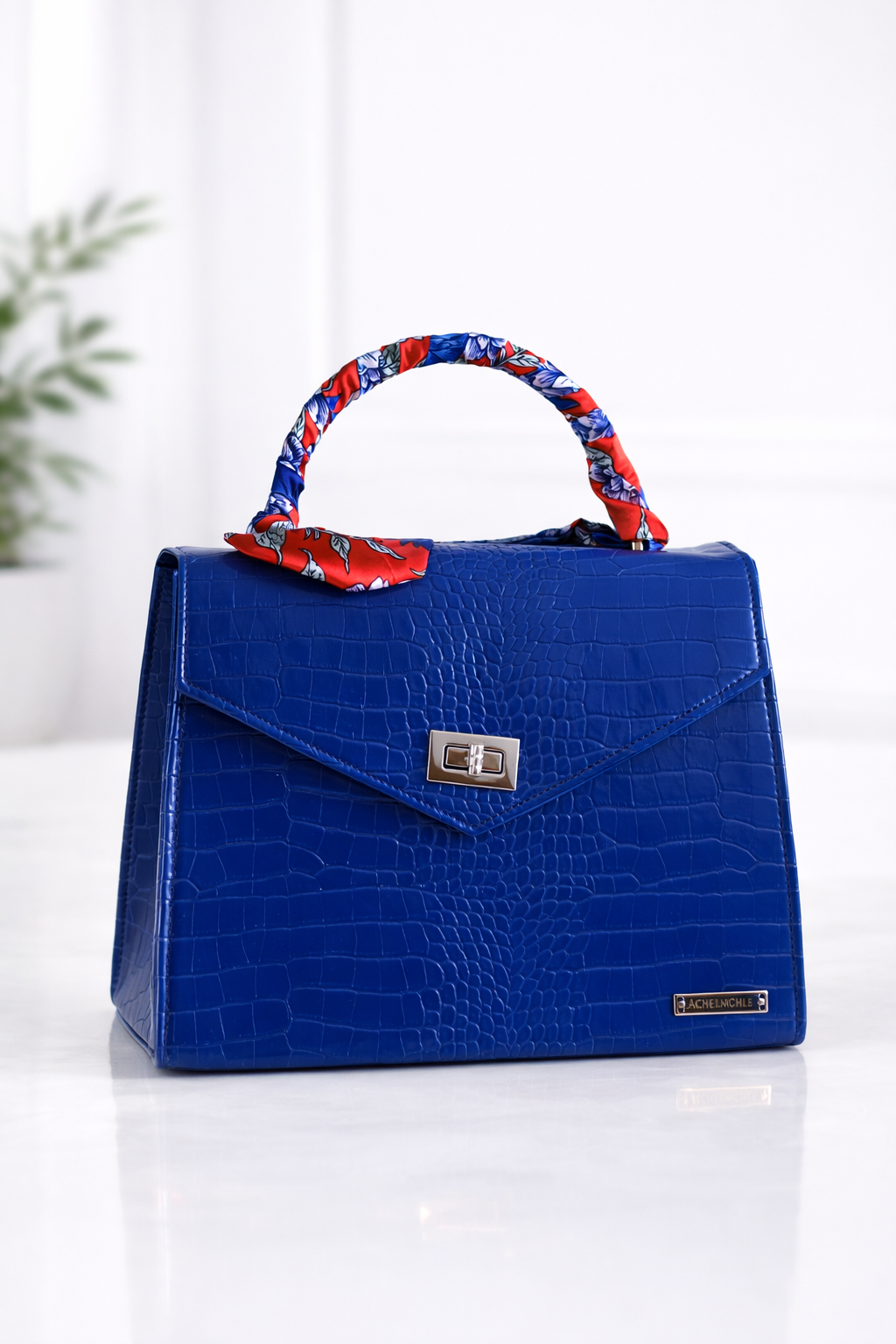 The Verona Top Handle Leather Bag (Blue Bag)
