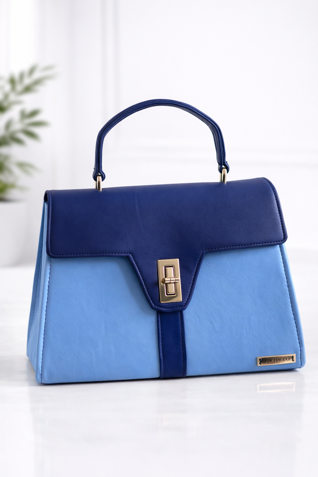 The Verona Top Handle Leather Bag (Blue Bag)