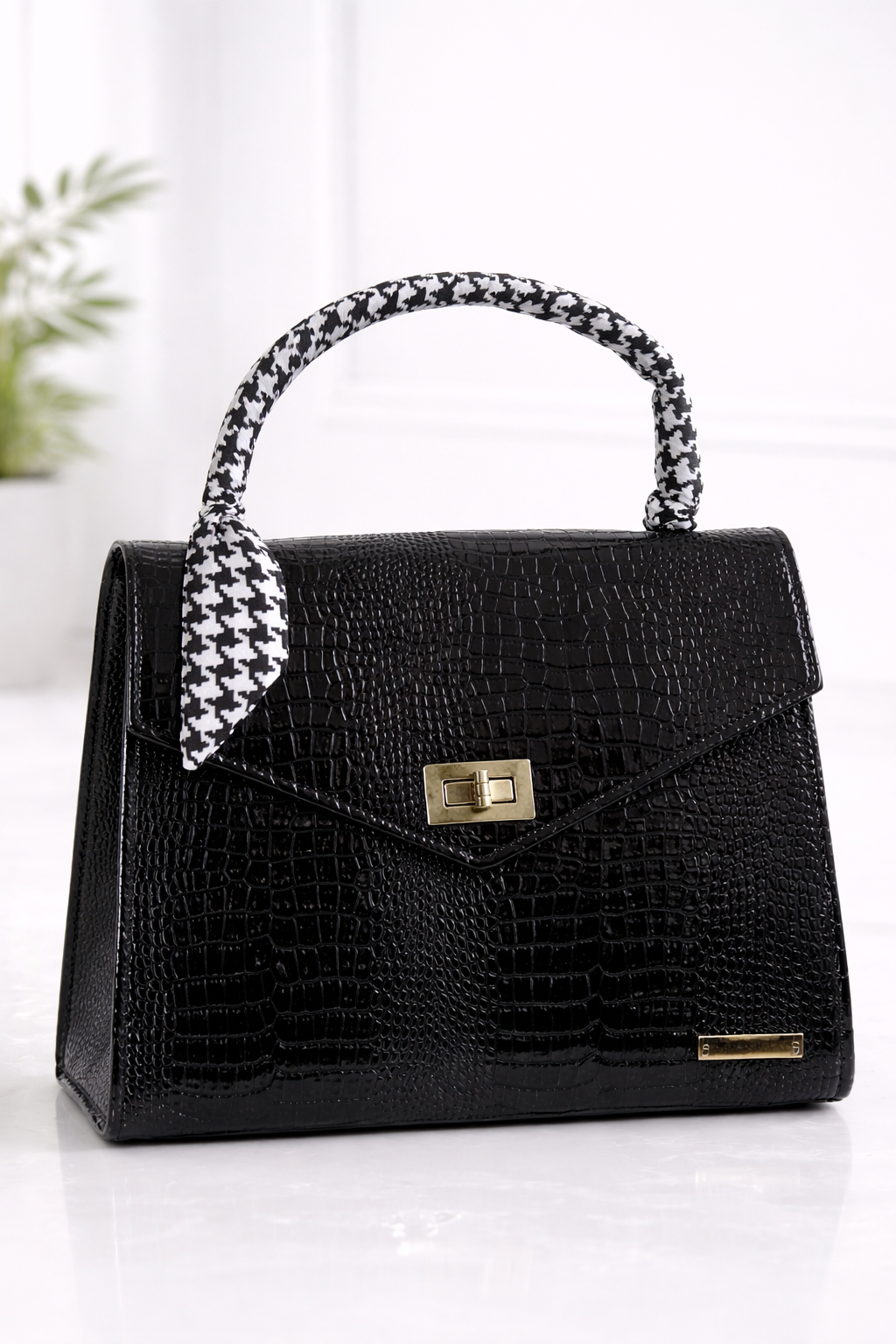 The Verona Top Handle Leather Bag (Black Bag)